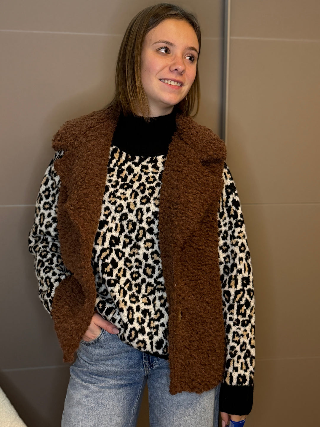 🧥✨ Gilet sans manches bouclette “ROCK” femme (beige • camel • chocolat)